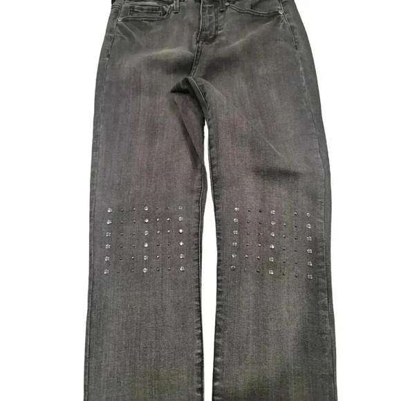Guess Jeans Grey Black Acid Wash Gem Split Ankle Raw Distressed Hem Skinny Jeans - Picture 5 of 11